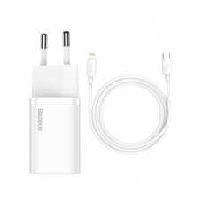 МЗП Baseus Super Si Quick Charger 20W Sets + Type-C to Lightning (TZCCSUP-B02) White