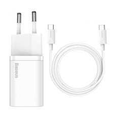 МЗП Baseus Super Silicone PD Charger 25W + Type-C to Type-C White (TZCCSUP-L02)