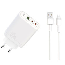 МЗП XO CE04 45W USB/65W 2 UCB-C + Type-C Cable White