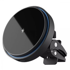 Автотримач для телефона з бездротовою зарядкою Proove Light Circle 15W Black (WHLC15010001)