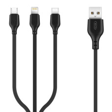 Кабель XO NB103 3in1 Lightning+Micro USB+Type-C 1m 2.4A Black