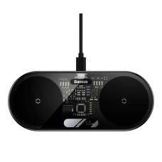 Бездротовий зарядний пристрій Baseus Digital LED Display 2-in-1 Wireless Charger Universal Version 20W Black (WXSX010101)