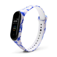 Ремінець для браслета Xiaomi Mi Band 5/6 Original Flowers Blue/White