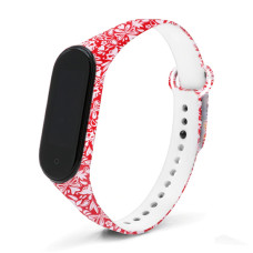 Ремінець для браслета Xiaomi Mi Band 5/6 Original Flowers Red