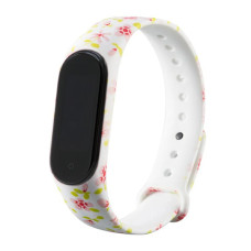 Ремінець для браслета Xiaomi Mi Band 5/6 Original Flowers White/Red
