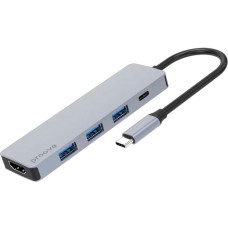 USB-хаб Proove Iron Link 5 in 1 (3*USB3.0 + Tyce C + RJ45) Silver