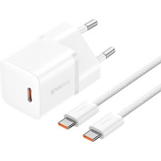 МЗП Baseus GaN5 Fast Charger (mini) 1C 20W + Type-C to Type-C White (P10110900213-01)