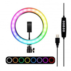 Набір для блогерів 2 в 1 кільцева лампа 33 см RGB MJ-33 + тренога 2.1 m Black