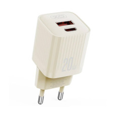 МЗП XO L147 USB+ USB-C + Type-C Cable 20W Beige