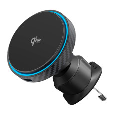 Автотримач для телефона з бездротовою зарядкою Proove Graphite Circle Qi2 15W Black (WHGC15010001)