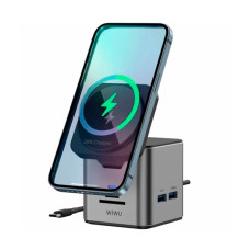Бездротовий зарядний пристрій Wiwu Wi-W025 9 in 1 + Hub Grey