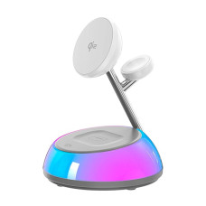 Бездротовий зарядний пристрій Wiwu Wi-W036 Aurora 3 in 1 White