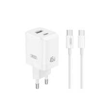 МЗП XO CE36 Gan 45W USB+ UCB-C + Type-C Cable White