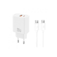 МЗП XO CE40 USB-C + Type-C Cable 20W White
