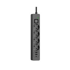 Мережевий фільтр-подовжувач ColorWay 4 розетки 1xUSB-C 2xUSB 5м Black (CW-CHE435PDB)