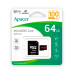 Карта пам'яті Apacer 64 GB MicroSDHC UHS-I Class 10 + SD adapter AP64GMCSX10UB-R